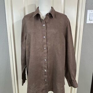 J Jill Women's Love Linen Button Down Shirt L  100% Linen